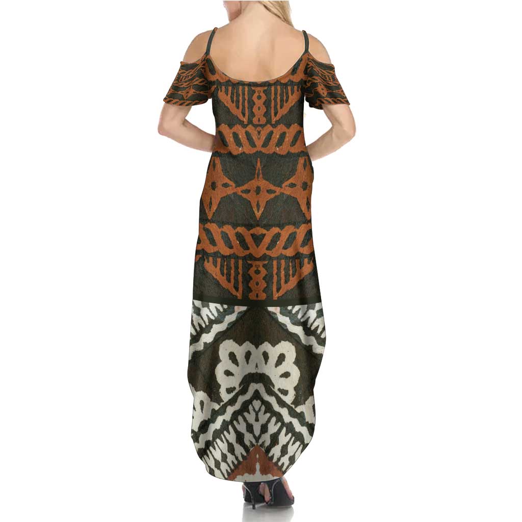 Bula Fiji Tapa Summer Maxi Dress Fijian Masi Vintage Vibes - Polynesian Pride