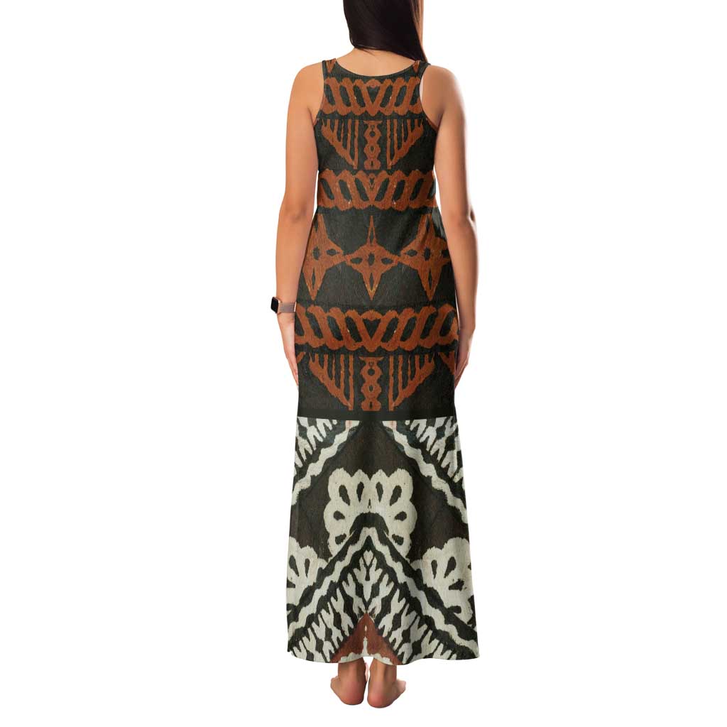 Bula Fiji Tapa Tank Maxi Dress Fijian Masi Vintage Vibes - Polynesian Pride