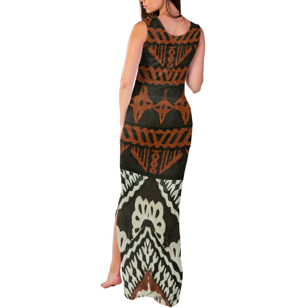Bula Fiji Tapa Tank Maxi Dress Fijian Masi Vintage Vibes - Polynesian Pride