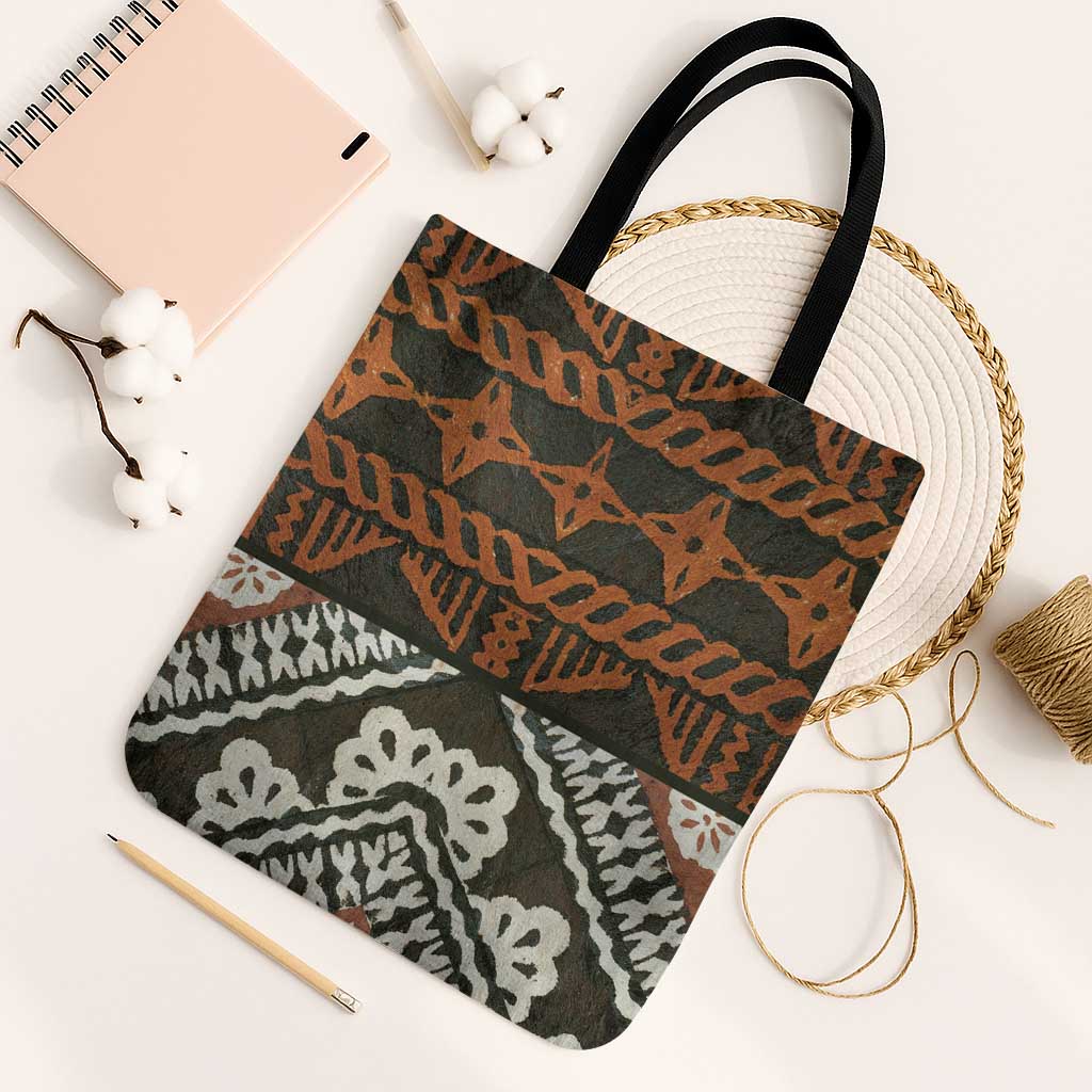 Bula Fiji Tapa Tote Bag Fijian Masi Vintage Vibes LT14 Black Strap One Size Brown - Polynesian Pride