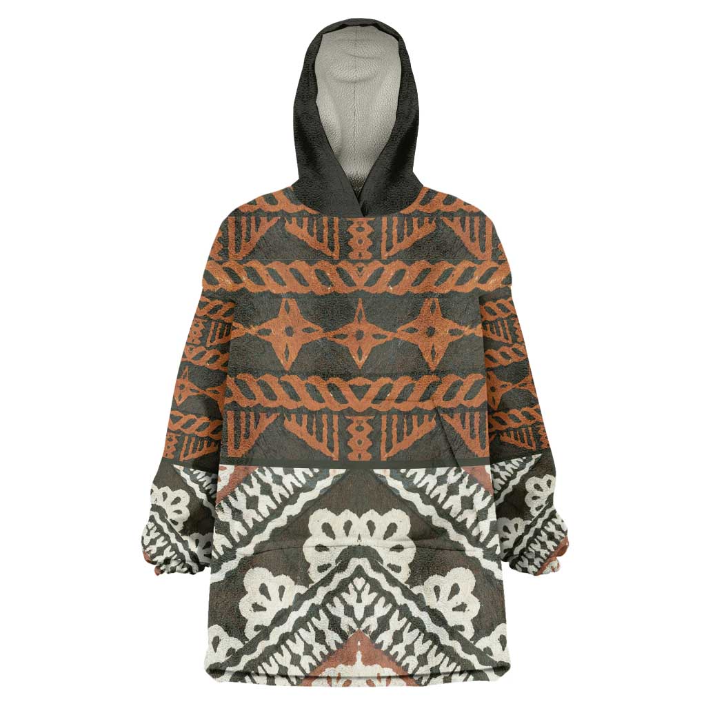 Bula Fiji Tapa Wearable Blanket Hoodie Fijian Masi Vintage Vibes - Polynesian Pride