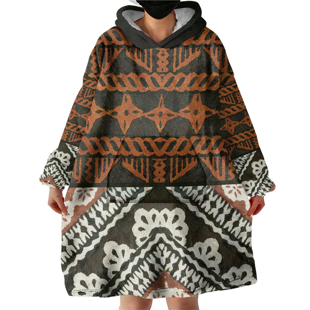 Bula Fiji Tapa Wearable Blanket Hoodie Fijian Masi Vintage Vibes - Polynesian Pride
