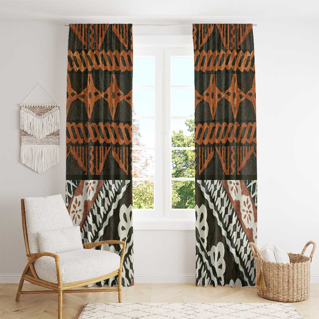 Bula Fiji Tapa Window Curtain Fijian Masi Vintage Vibes - Polynesian Pride