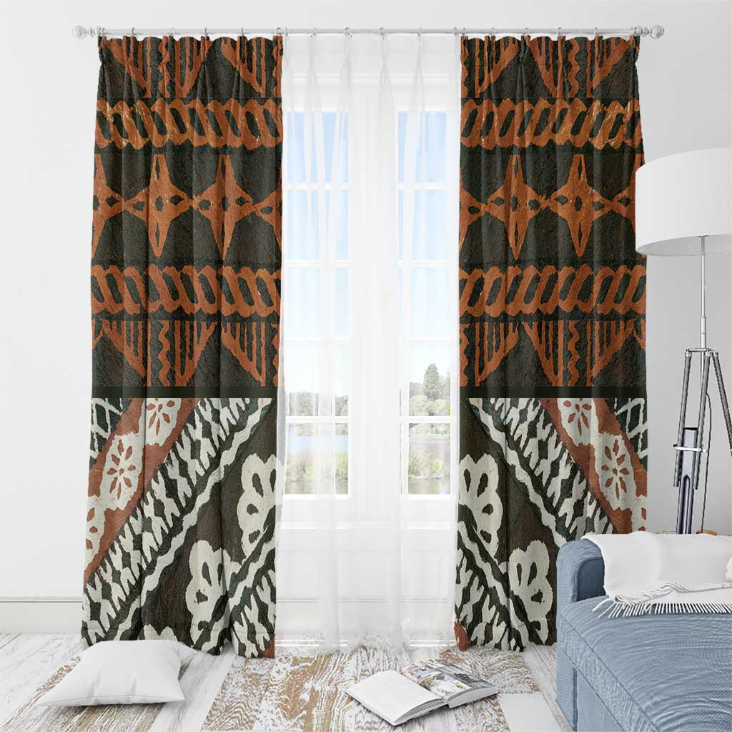 Bula Fiji Tapa Window Curtain Fijian Masi Vintage Vibes - Polynesian Pride