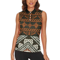 Bula Fiji Tapa Women Sleeveless Polo Shirt Fijian Masi Vintage Vibes - Polynesian Pride