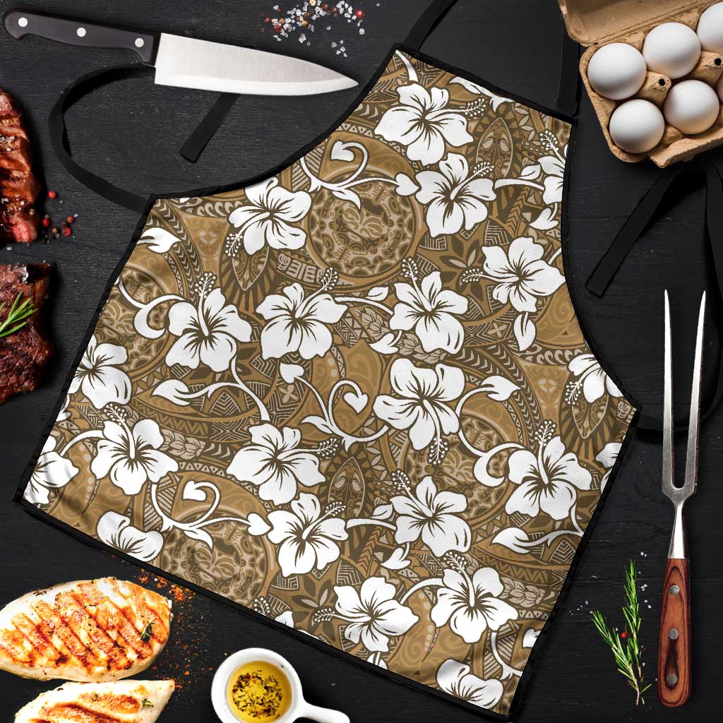 Kuvui Bula Fiji Apron Fijian Tapa Seamless Hibiscus LT14 Brown - Polynesian Pride