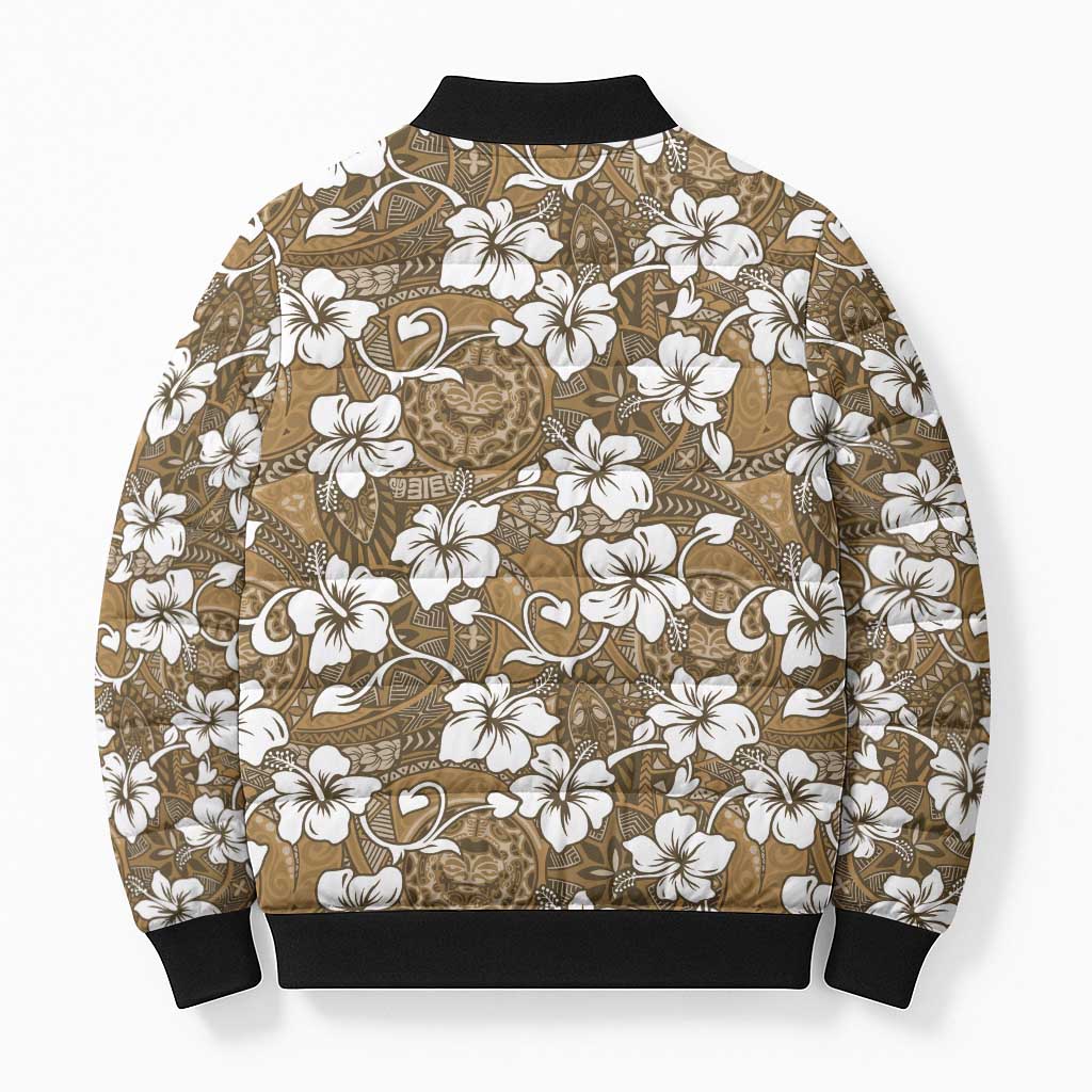 Kuvui Bula Fiji Bomber Puffer Jacket Fijian Tapa Seamless Hibiscus LT14 - Polynesian Pride