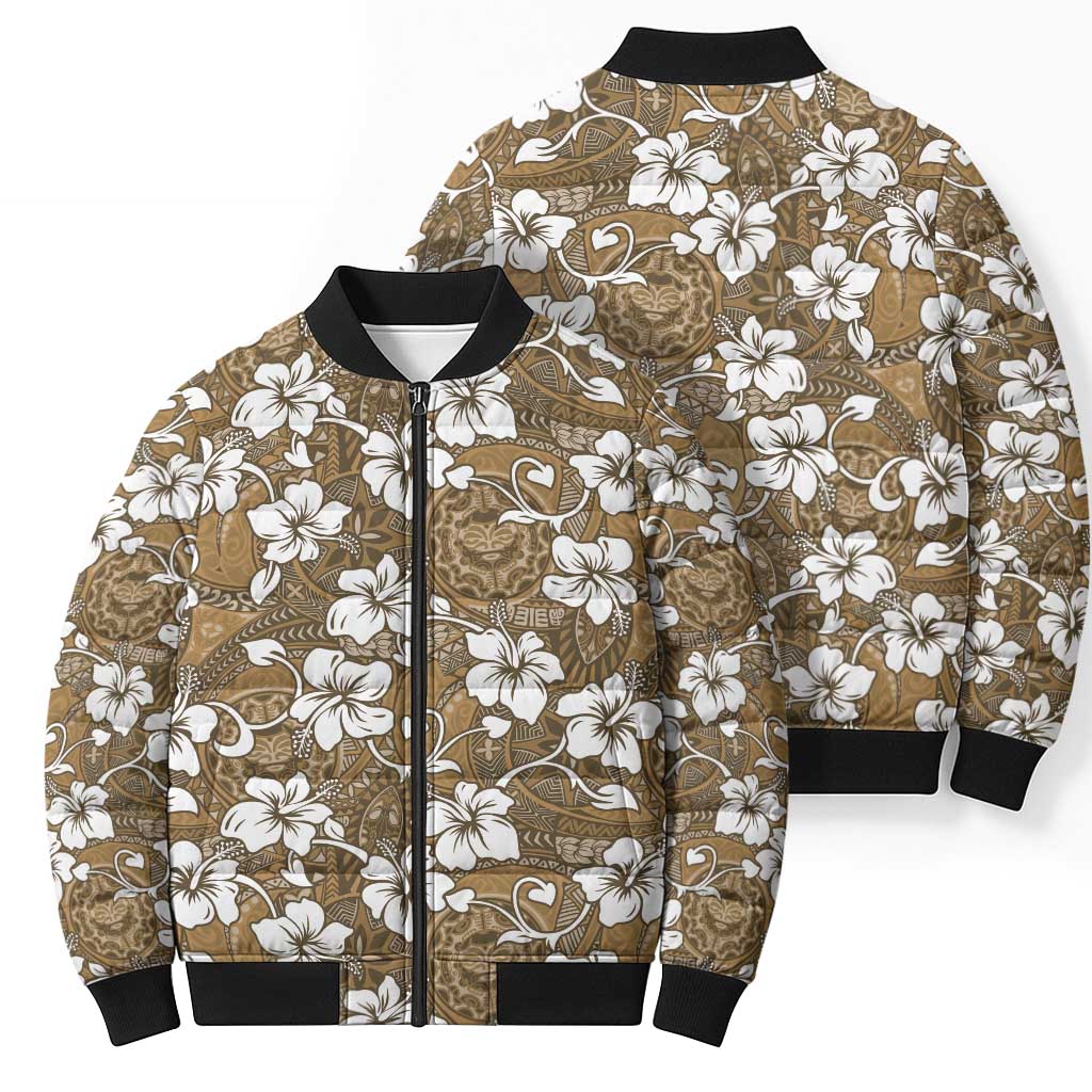 Kuvui Bula Fiji Bomber Puffer Jacket Fijian Tapa Seamless Hibiscus LT14 - Polynesian Pride