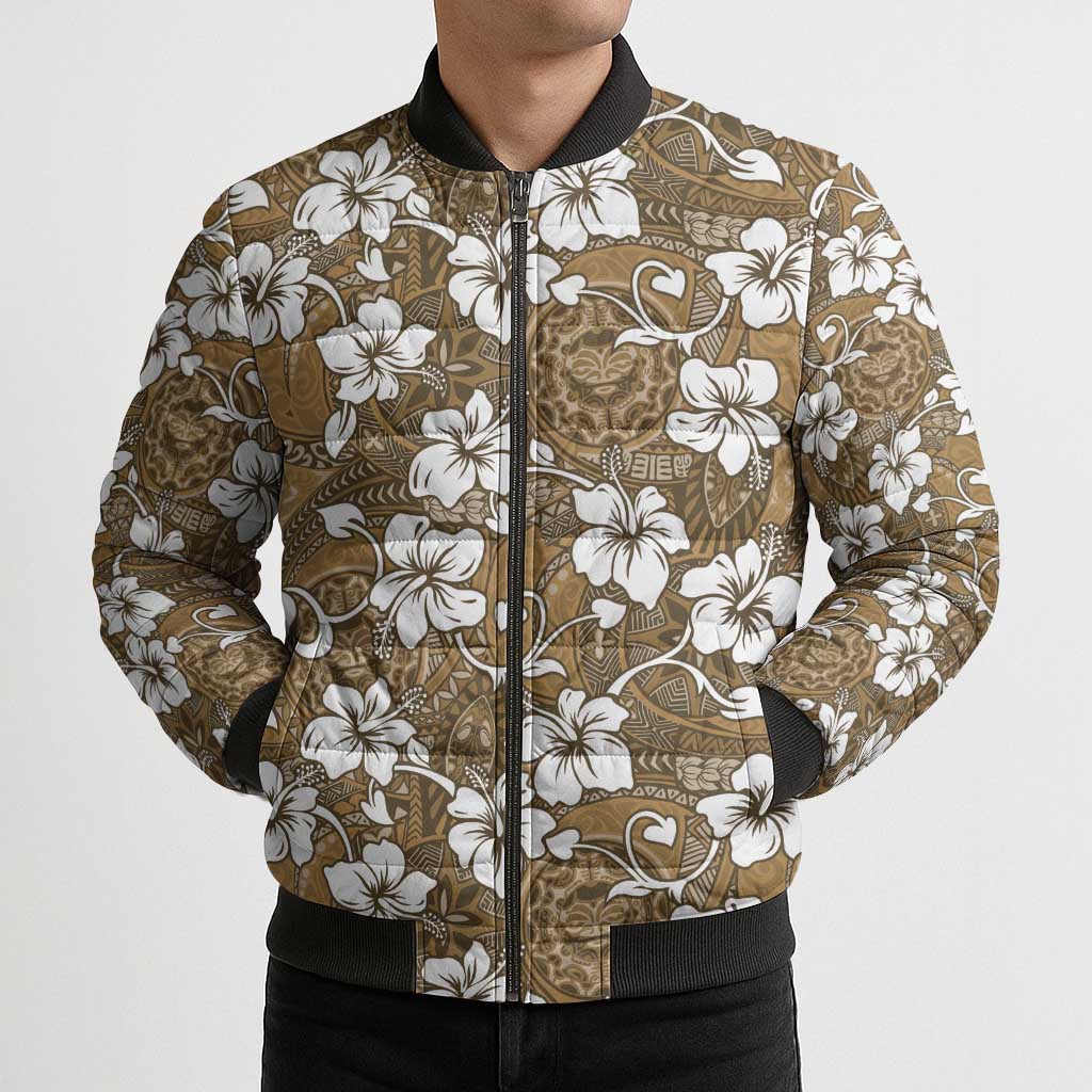 Kuvui Bula Fiji Bomber Puffer Jacket Fijian Tapa Seamless Hibiscus LT14 - Polynesian Pride