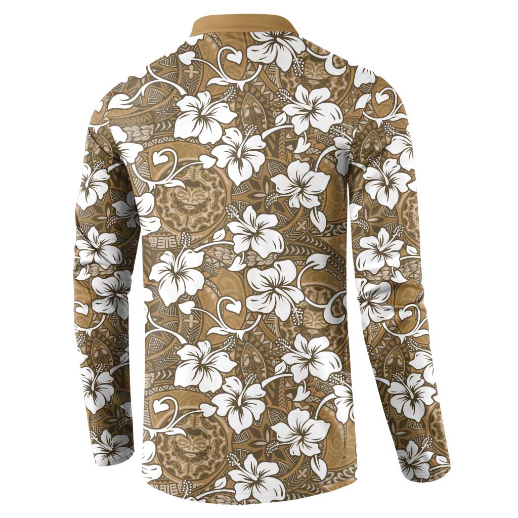 Kuvui Bula Fiji Button Sweatshirt Fijian Tapa Seamless Hibiscus - Polynesian Pride