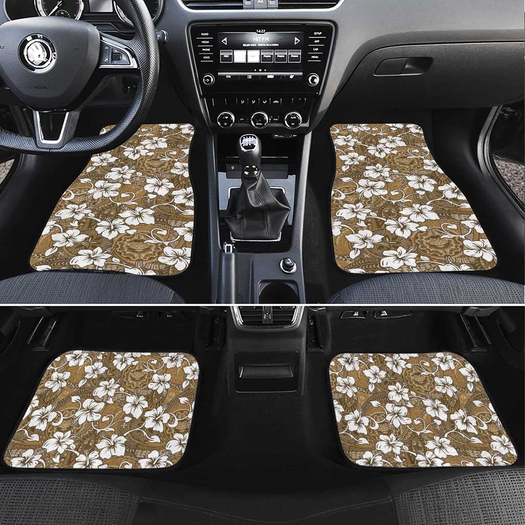 Kuvui Bula Fiji Car Mats Fijian Tapa Seamless Hibiscus LT14 Set 4pcs Brown - Polynesian Pride