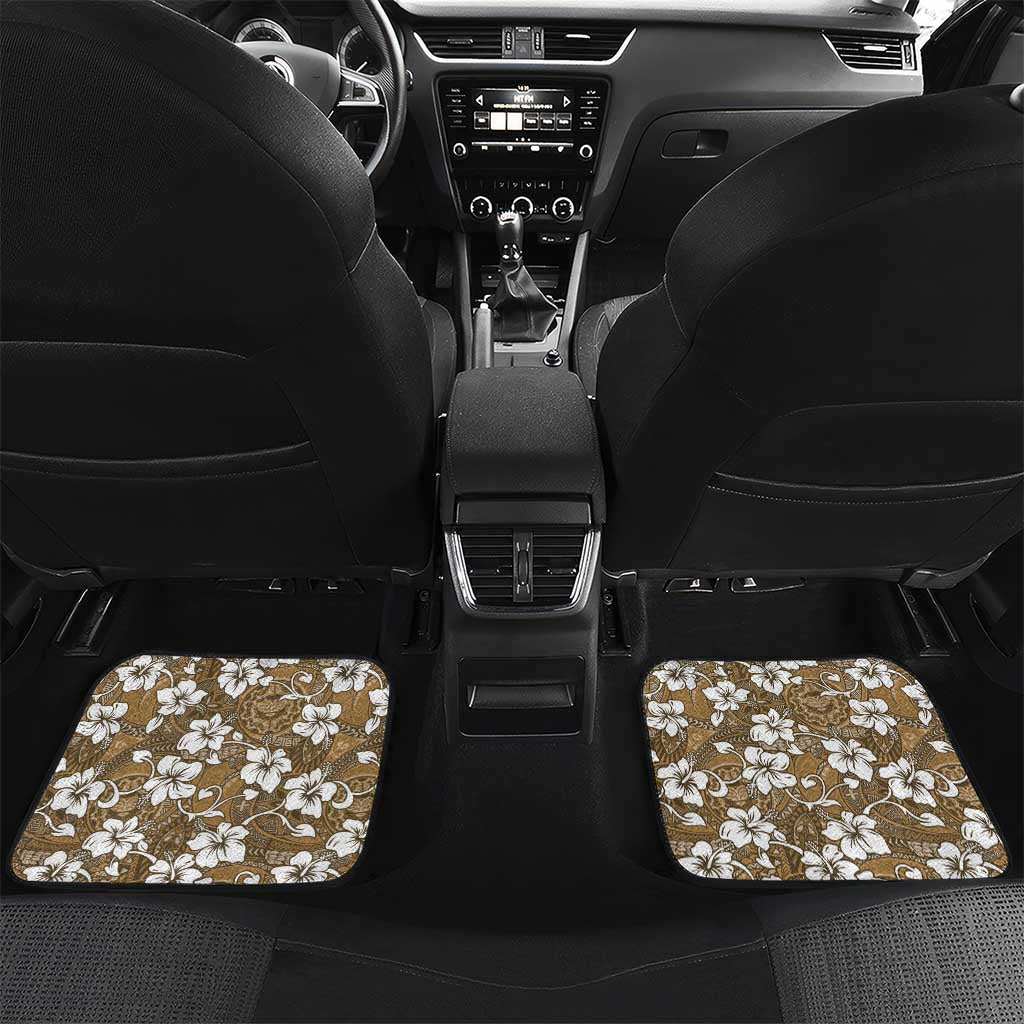 Kuvui Bula Fiji Car Mats Fijian Tapa Seamless Hibiscus LT14 Set 2pcs - Back Brown - Polynesian Pride