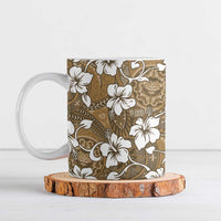 Kuvui Bula Fiji Ceramic Mug Fijian Tapa Seamless Hibiscus LT14 Brown - Polynesian Pride
