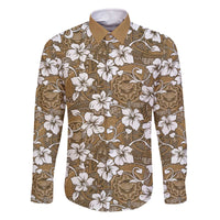 Kuvui Bula Fiji Family Matching Off The Shoulder Long Sleeve Dress and Hawaiian Shirt Fijian Tapa Seamless Hibiscus - Polynesian Pride