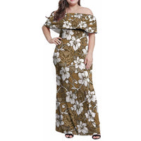 Kuvui Bula Fiji Family Matching Off Shoulder Maxi Dress and Hawaiian Shirt Fijian Tapa Seamless Hibiscus - Polynesian Pride
