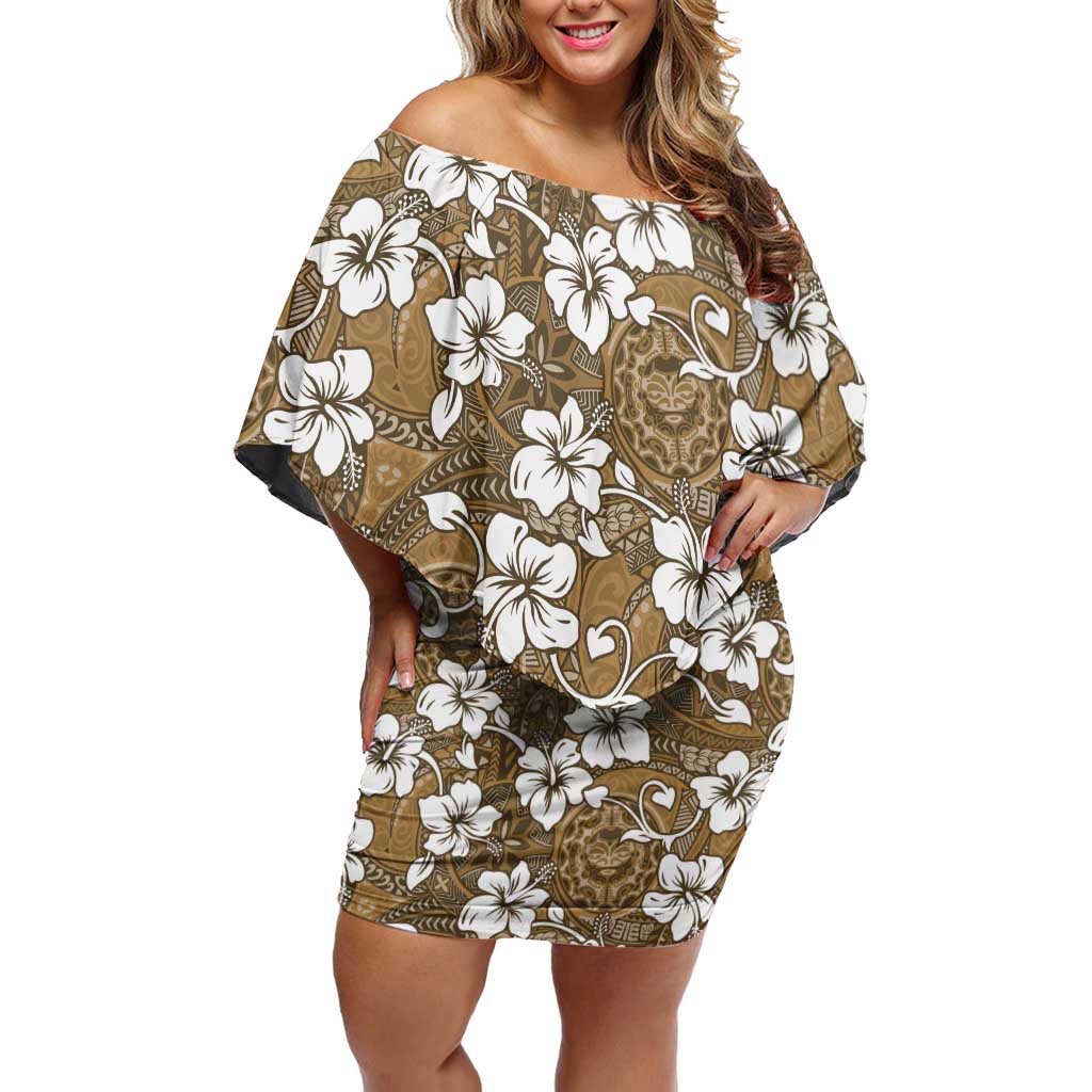Kuvui Bula Fiji Family Matching Off Shoulder Short Dress and Hawaiian Shirt Fijian Tapa Seamless Hibiscus - Polynesian Pride