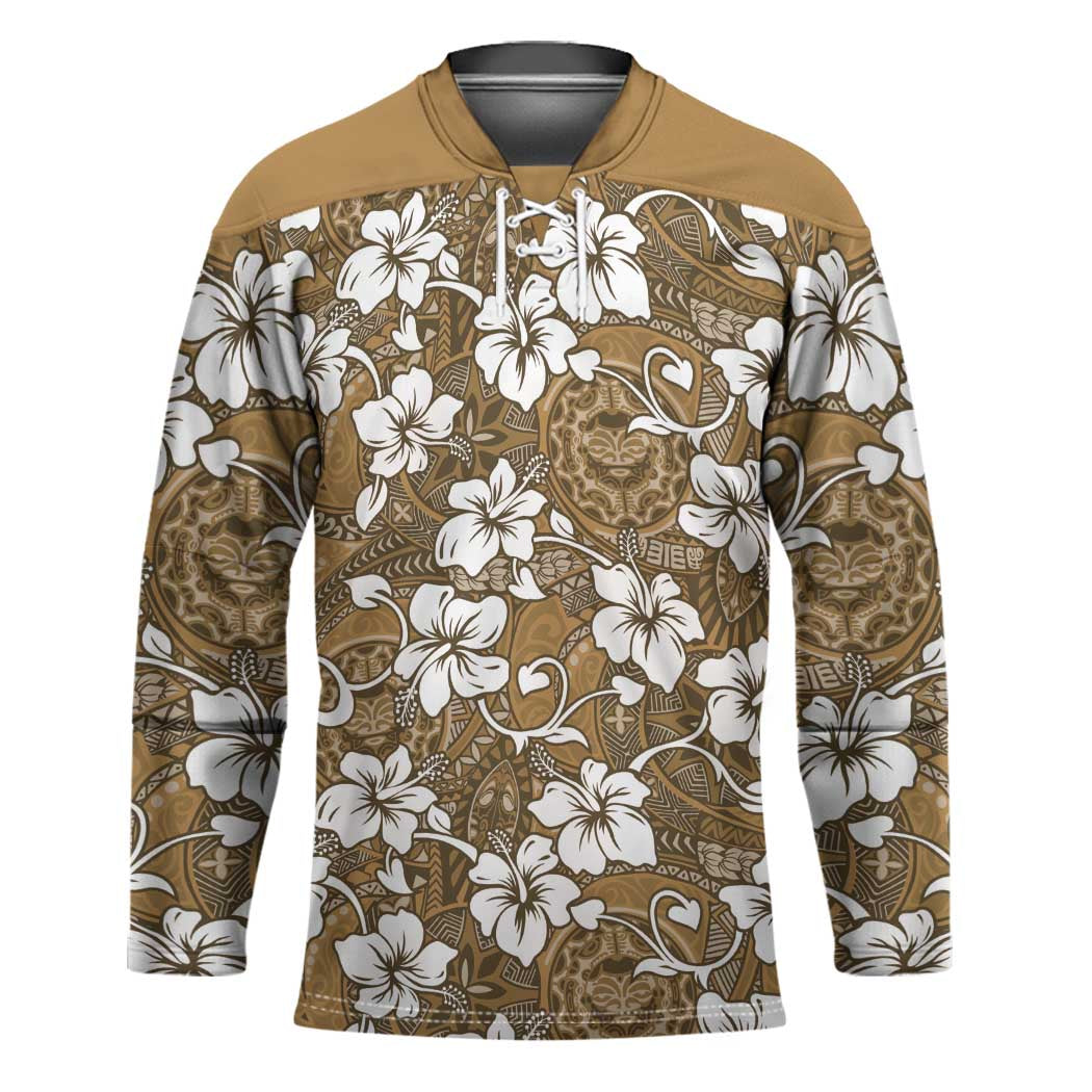 Kuvui Bula Fiji Hockey Jersey Fijian Tapa Seamless Hibiscus - Polynesian Pride
