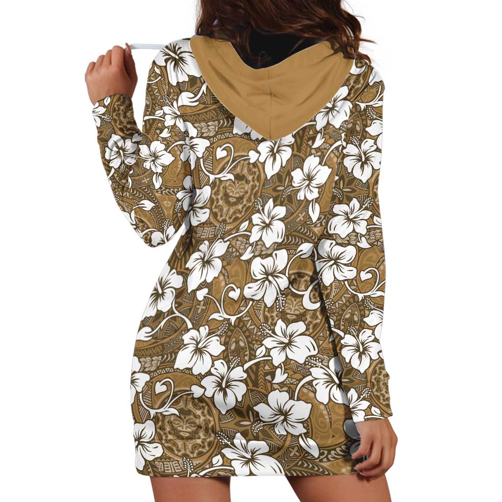 Kuvui Bula Fiji Hoodie Dress Fijian Tapa Seamless Hibiscus - Polynesian Pride