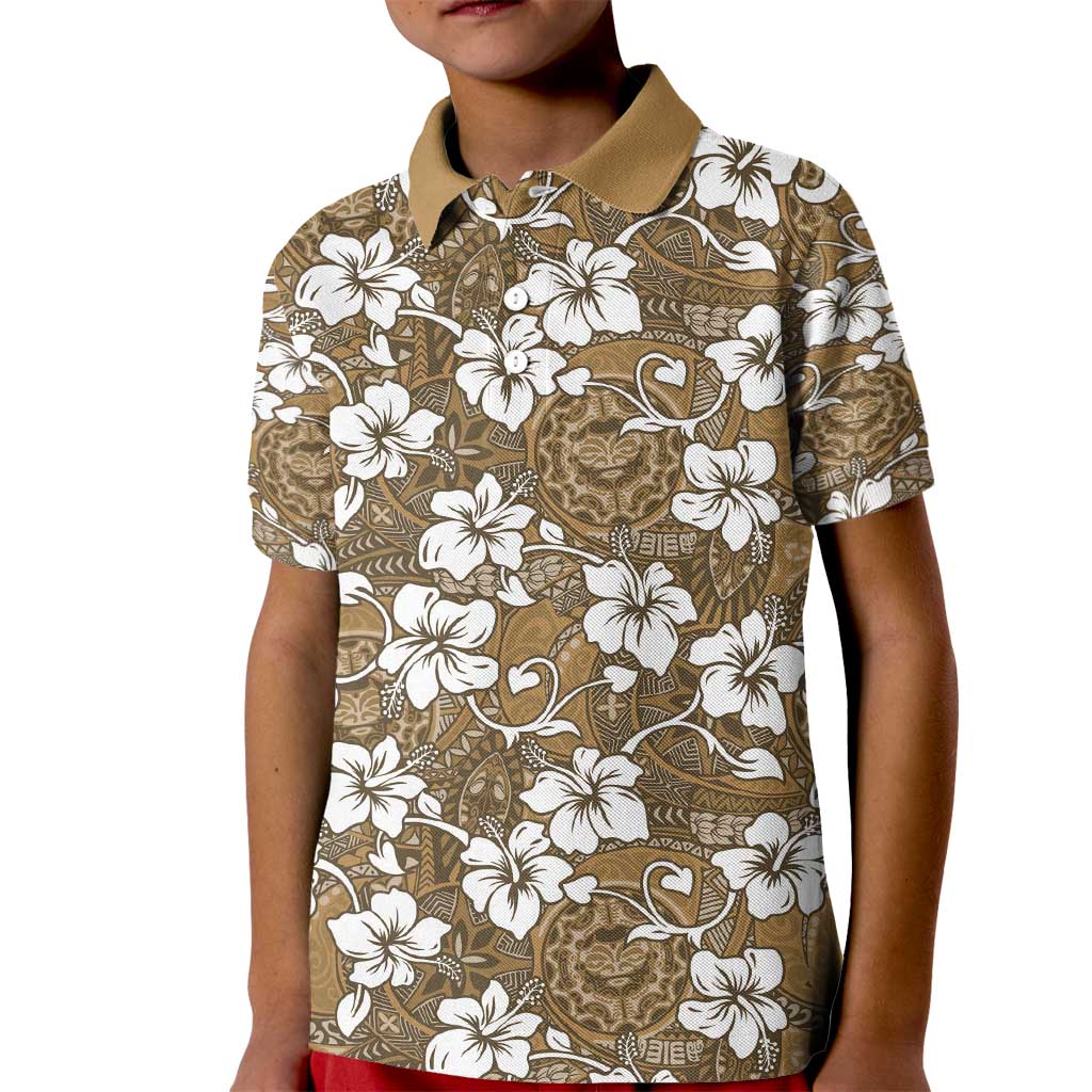 Kuvui Bula Fiji Kid Polo Shirt Fijian Tapa Seamless Hibiscus - Polynesian Pride