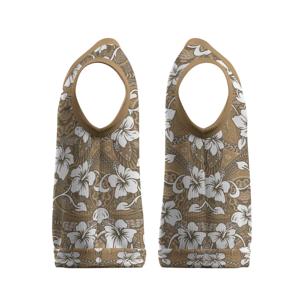 Kuvui Bula Fiji Christmas Knitted V-Neck Vest Fijian Tapa Seamless Hibiscus - Polynesian Pride