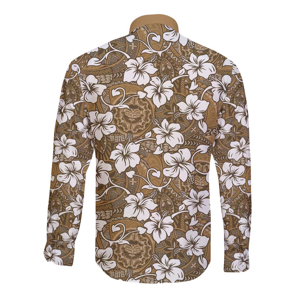 Kuvui Bula Fiji Long Sleeve Button Shirt Fijian Tapa Seamless Hibiscus - Polynesian Pride