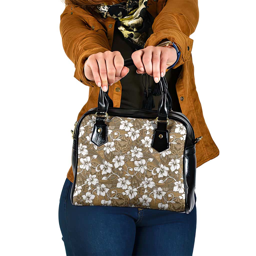 Kuvui Bula Fiji Shoulder Handbag Fijian Tapa Seamless Hibiscus LT14 One Size Brown - Polynesian Pride