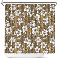 Kuvui Bula Fiji Shower Curtain Fijian Tapa Seamless Hibiscus LT14 Brown - Polynesian Pride