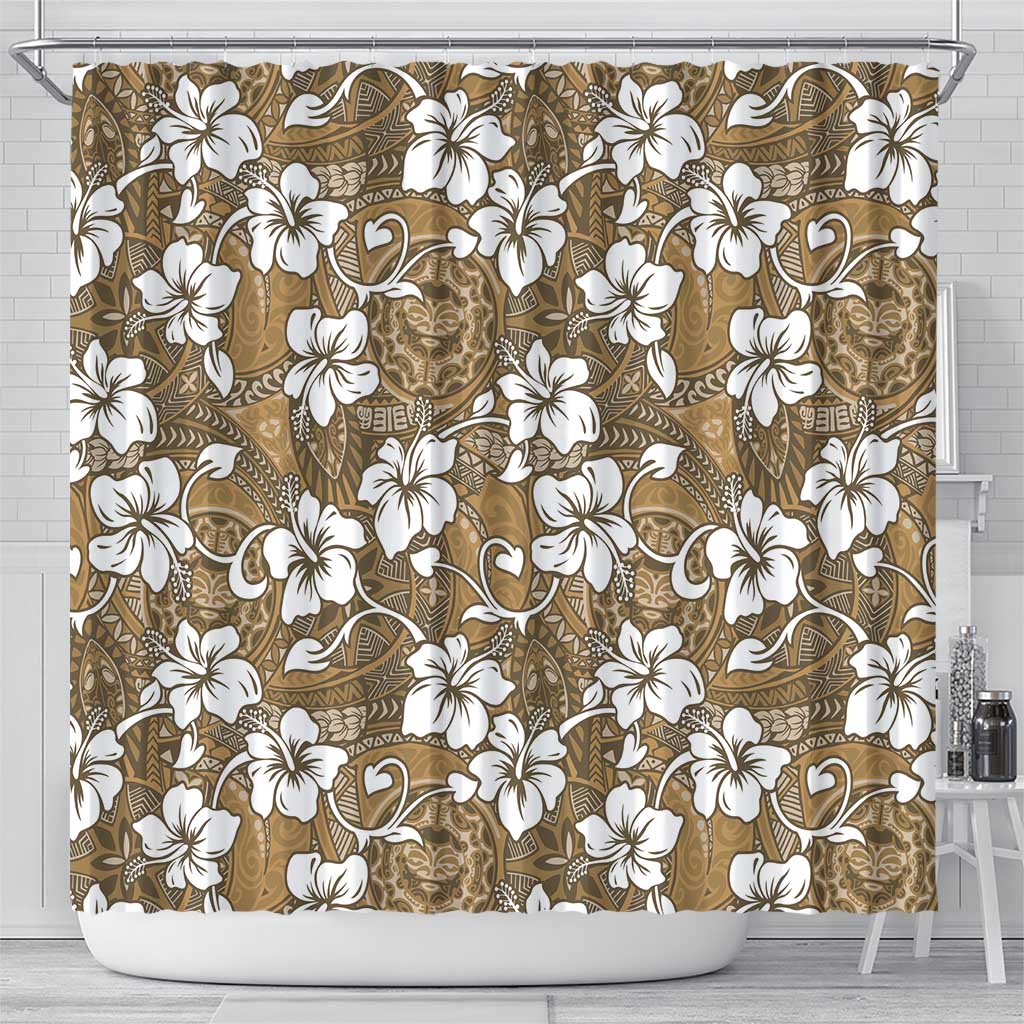 Kuvui Bula Fiji Shower Curtain Fijian Tapa Seamless Hibiscus LT14 - Polynesian Pride