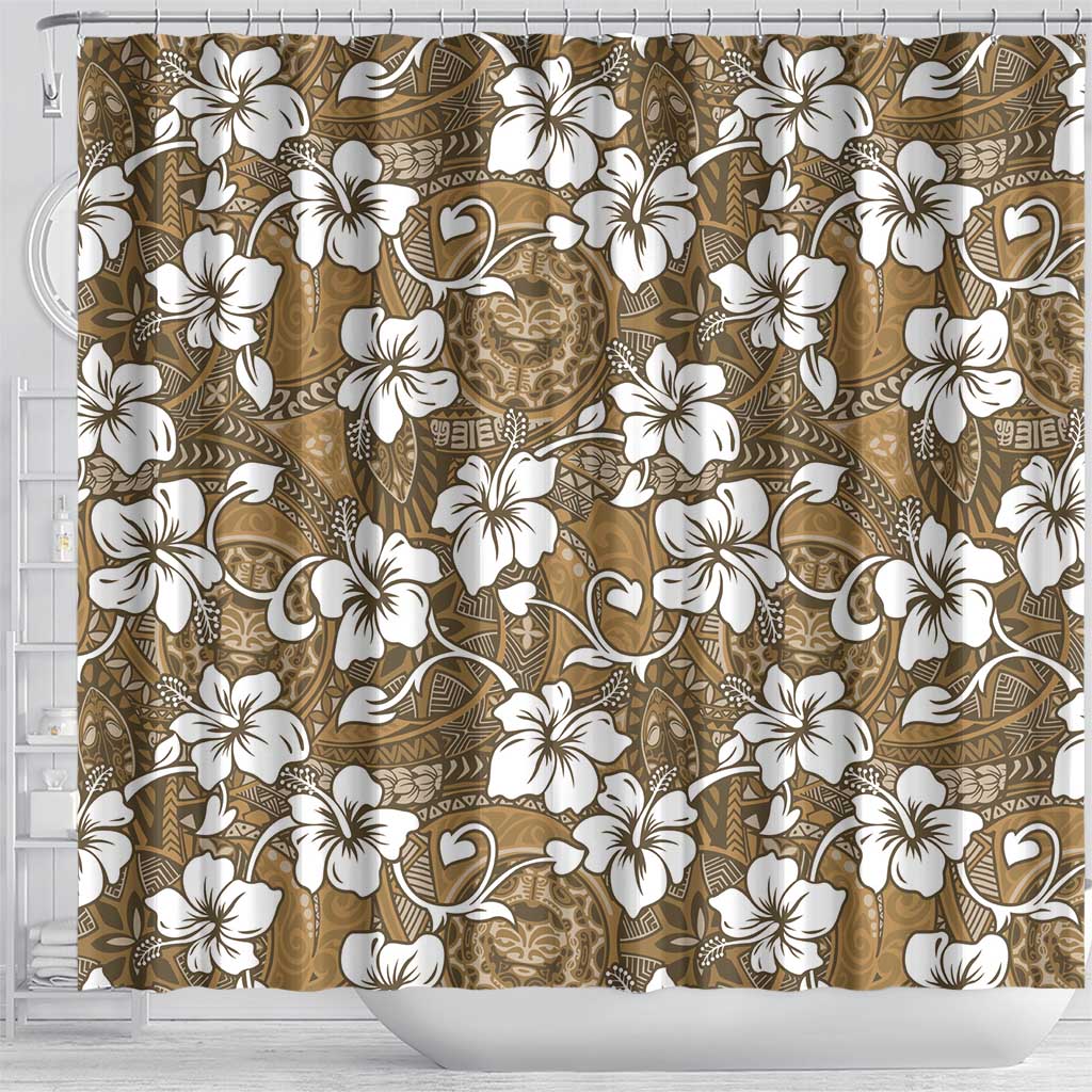 Kuvui Bula Fiji Shower Curtain Fijian Tapa Seamless Hibiscus LT14 - Polynesian Pride