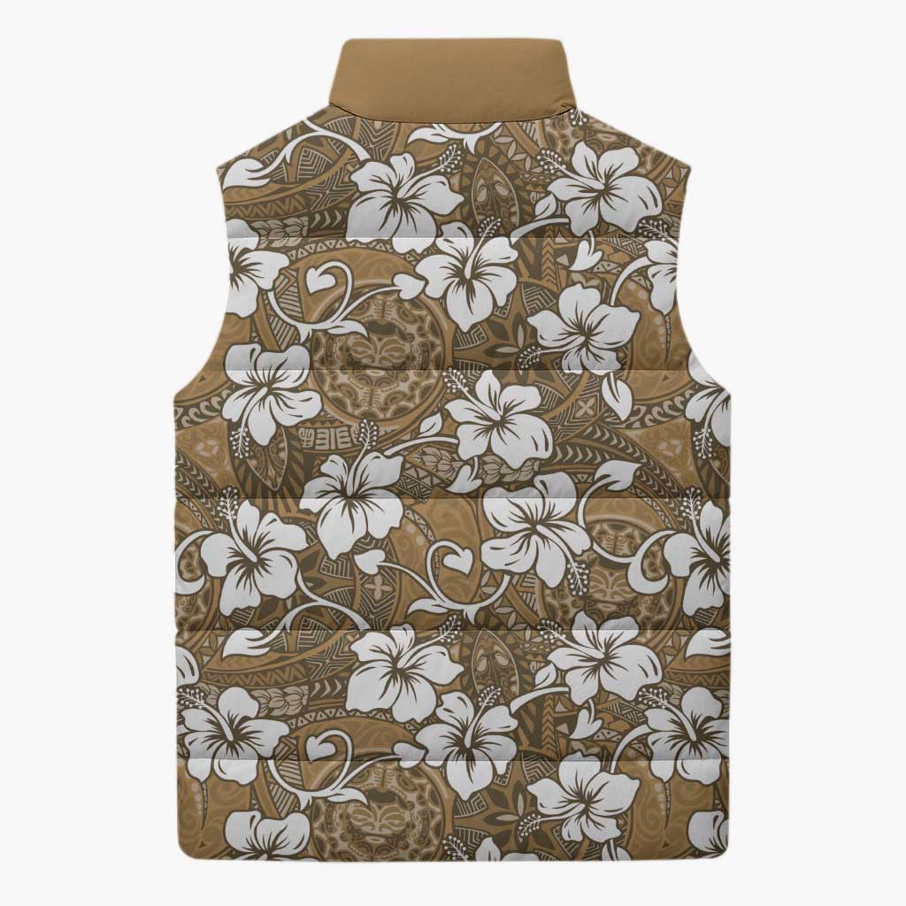 Kuvui Bula Fiji Sleeveless Puffer Jacket Fijian Tapa Seamless Hibiscus LT14 - Polynesian Pride