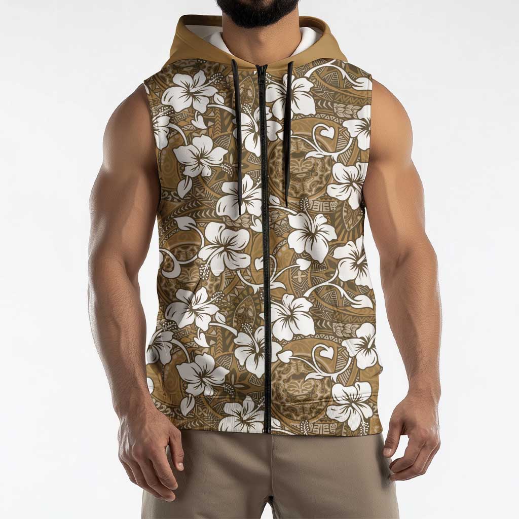 Kuvui Bula Fiji Sleeveless Zip Hoodie Fijian Tapa Seamless Hibiscus LT14 - Polynesian Pride