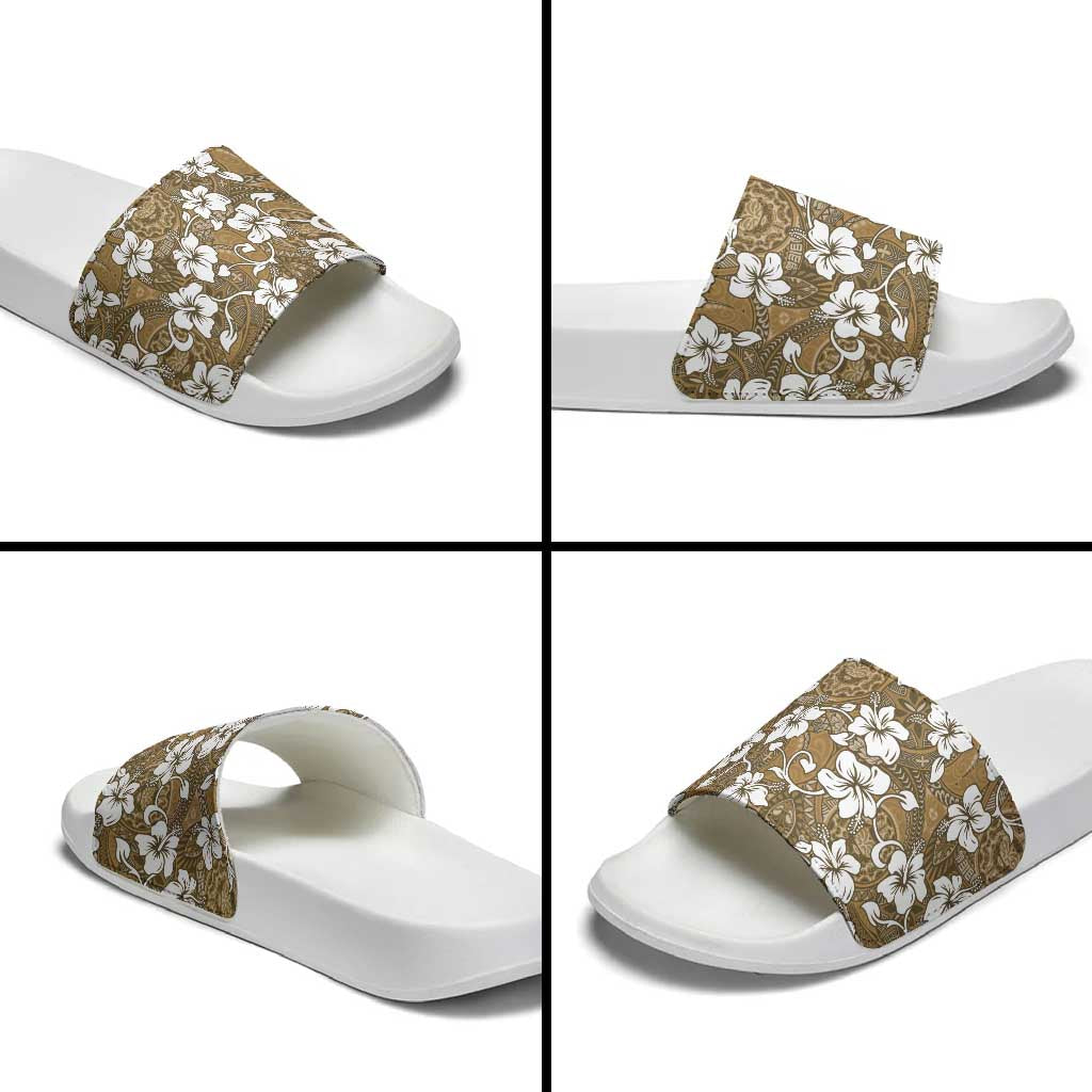 Kuvui Bula Fiji Slide Sandals Fijian Tapa Seamless Hibiscus LT14 - Polynesian Pride
