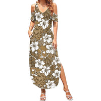 Kuvui Bula Fiji Summer Maxi Dress Fijian Tapa Seamless Hibiscus - Polynesian Pride