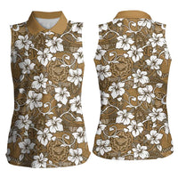 Kuvui Bula Fiji Women Sleeveless Polo Shirt Fijian Tapa Seamless Hibiscus - Polynesian Pride