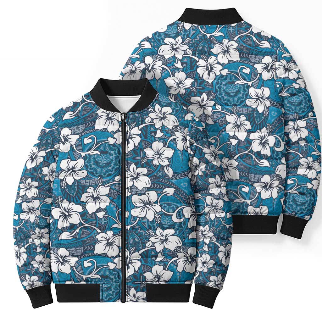 Karakarawa Bula Fiji Bomber Puffer Jacket Fijian Tapa Seamless Hibiscus - Polynesian Pride