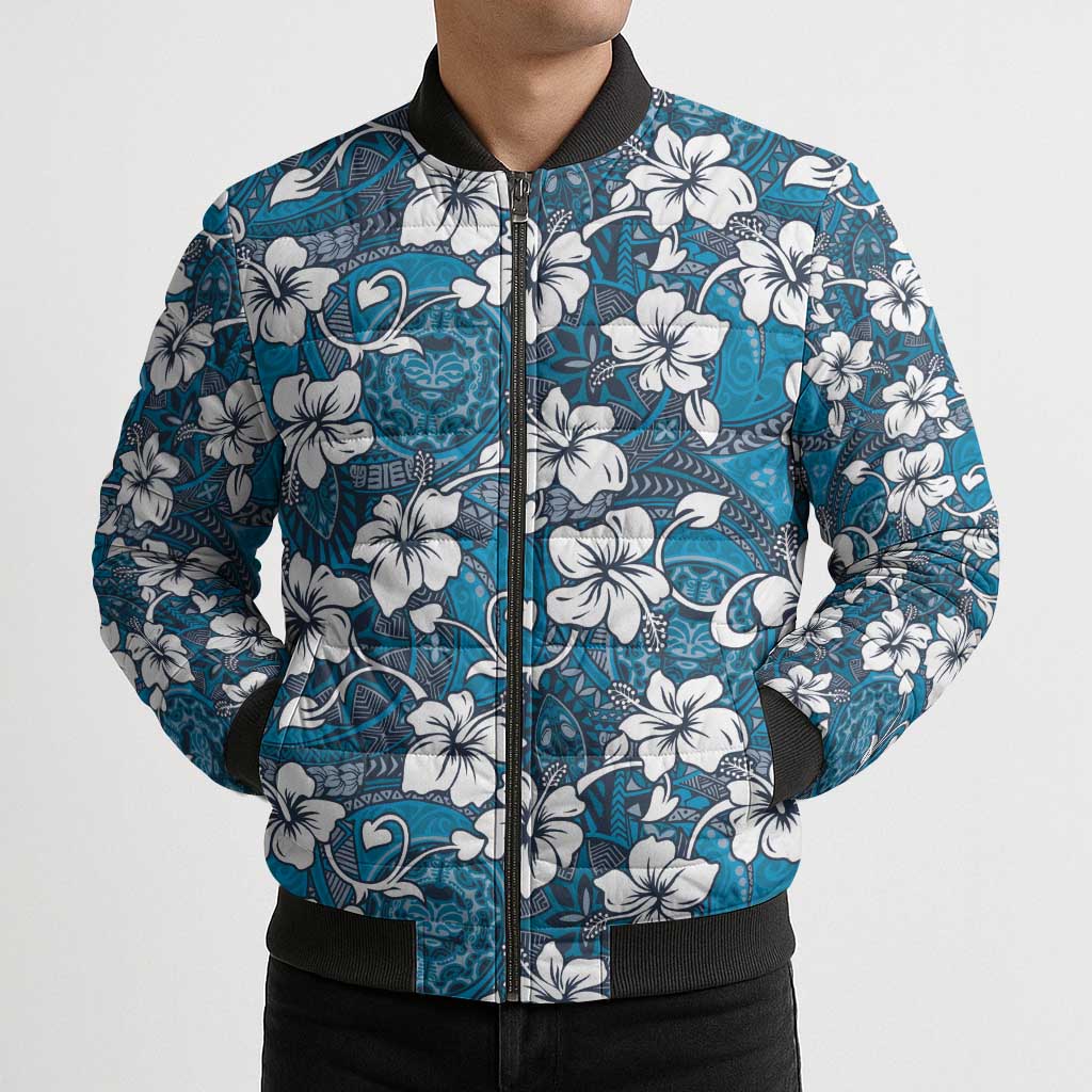 Karakarawa Bula Fiji Bomber Puffer Jacket Fijian Tapa Seamless Hibiscus - Polynesian Pride
