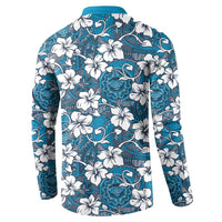 Karakarawa Bula Fiji Button Sweatshirt Fijian Tapa Seamless Hibiscus - Polynesian Pride