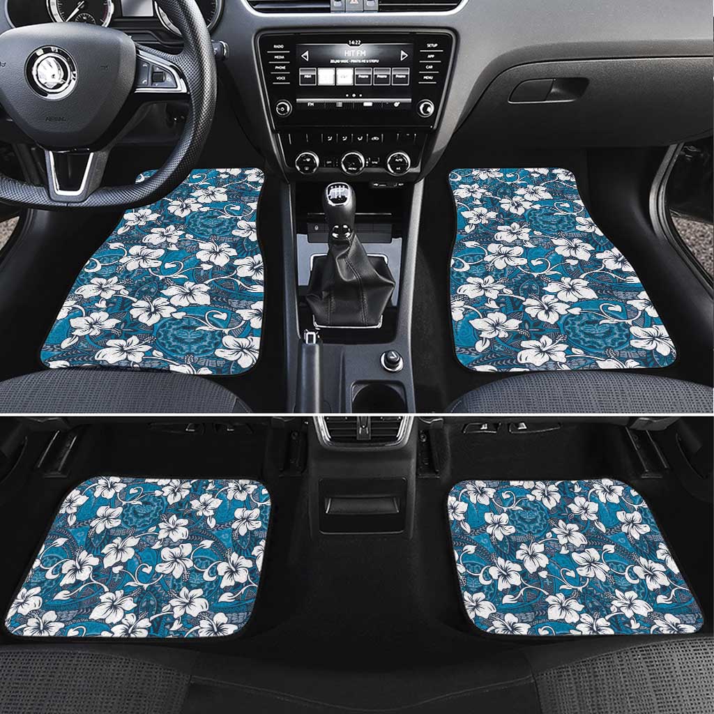Karakarawa Bula Fiji Car Mats Fijian Tapa Seamless Hibiscus LT14 Set 4pcs Blue - Polynesian Pride