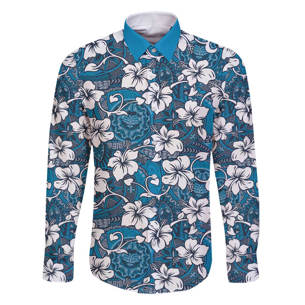 Karakarawa Bula Fiji Family Matching Long Sleeve Bodycon Dress and Hawaiian Shirt Fijian Tapa Seamless Hibiscus - Polynesian Pride