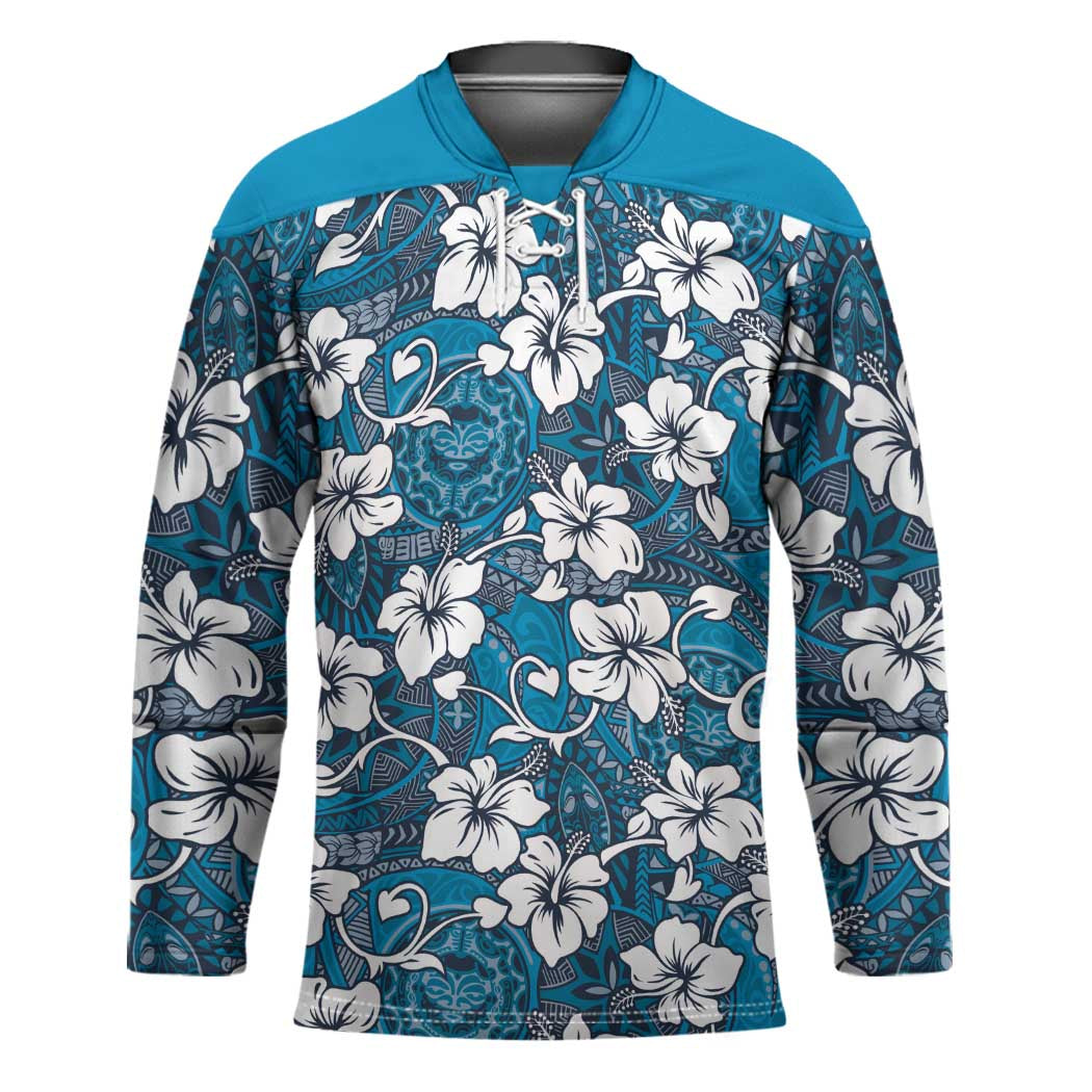 Karakarawa Bula Fiji Hockey Jersey Fijian Tapa Seamless Hibiscus - Polynesian Pride