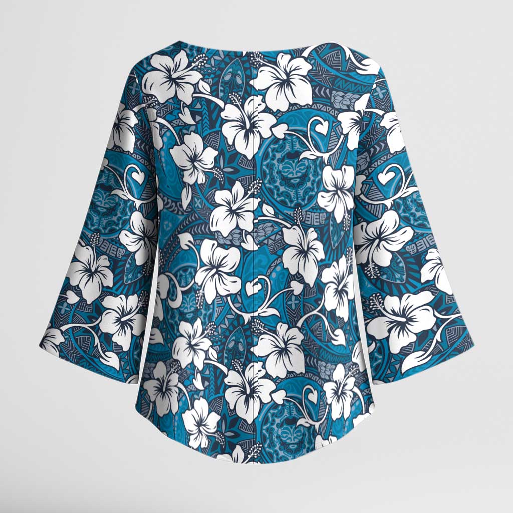 Karakarawa Bula Fiji Kimono Sleeve Blouse Fijian Tapa Seamless Hibiscus LT14 - Polynesian Pride