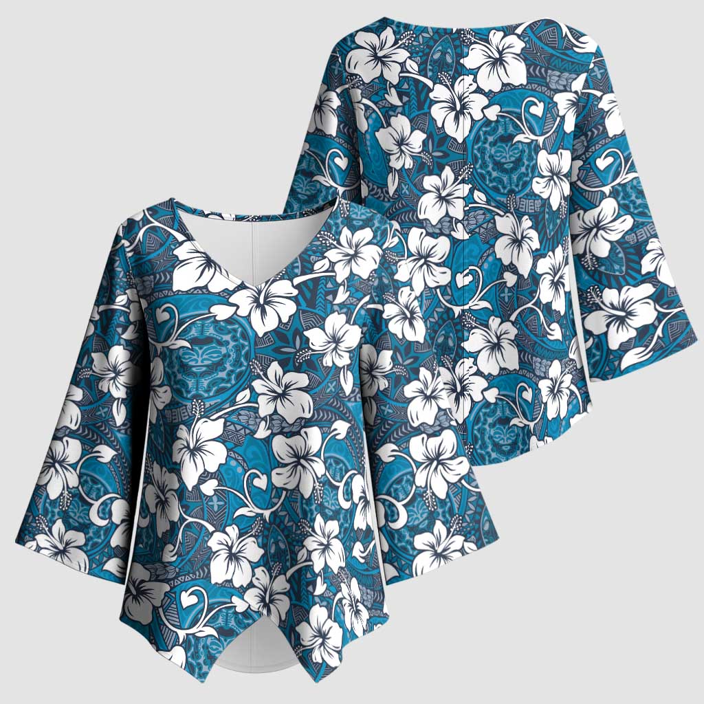Karakarawa Bula Fiji Kimono Sleeve Blouse Fijian Tapa Seamless Hibiscus LT14 - Polynesian Pride