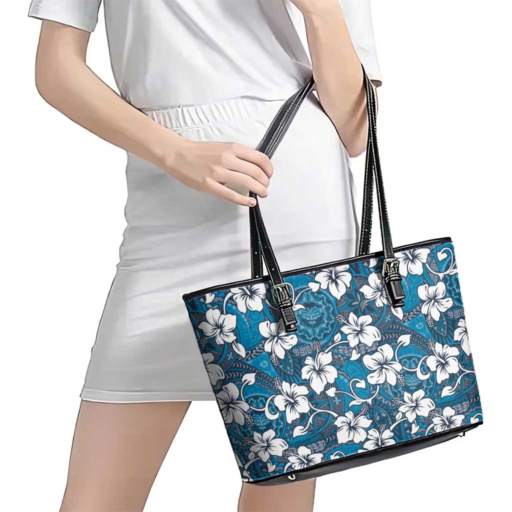 Karakarawa Bula Fiji Leather Tote Bag Fijian Tapa Seamless Hibiscus LT14 - Polynesian Pride