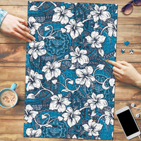 Karakarawa Bula Fiji Puzzle Fijian Tapa Seamless Hibiscus LT14 Blue - Polynesian Pride