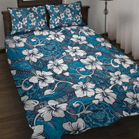 Karakarawa Bula Fiji Quilt Bed Set Fijian Tapa Seamless Hibiscus LT14 Blue - Polynesian Pride