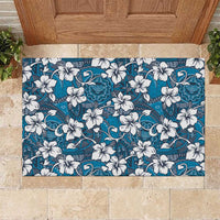 Karakarawa Bula Fiji Rubber Doormat Fijian Tapa Seamless Hibiscus LT14 Blue - Polynesian Pride