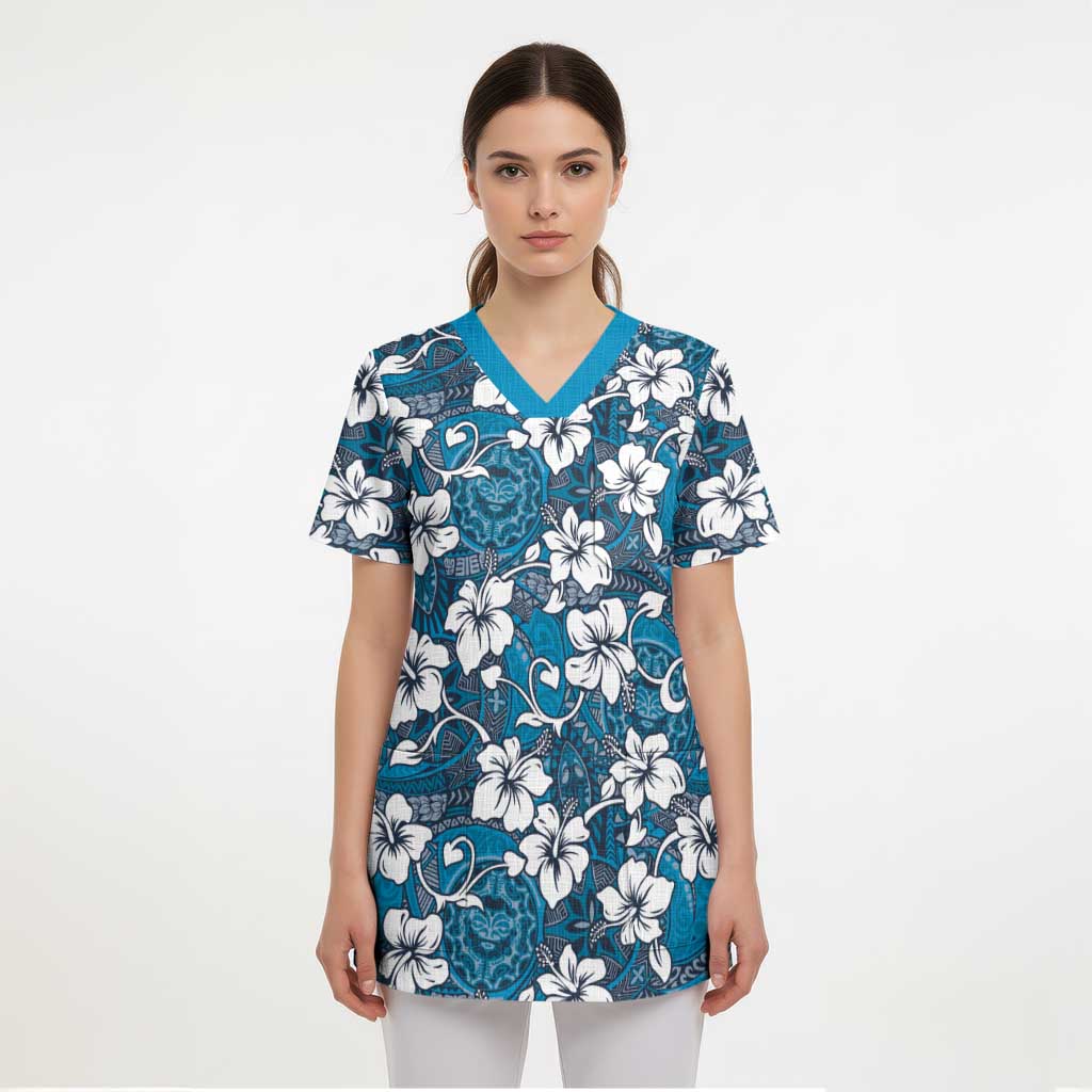 Karakarawa Bula Fiji Scrub Top Fijian Tapa Seamless Hibiscus - Polynesian Pride