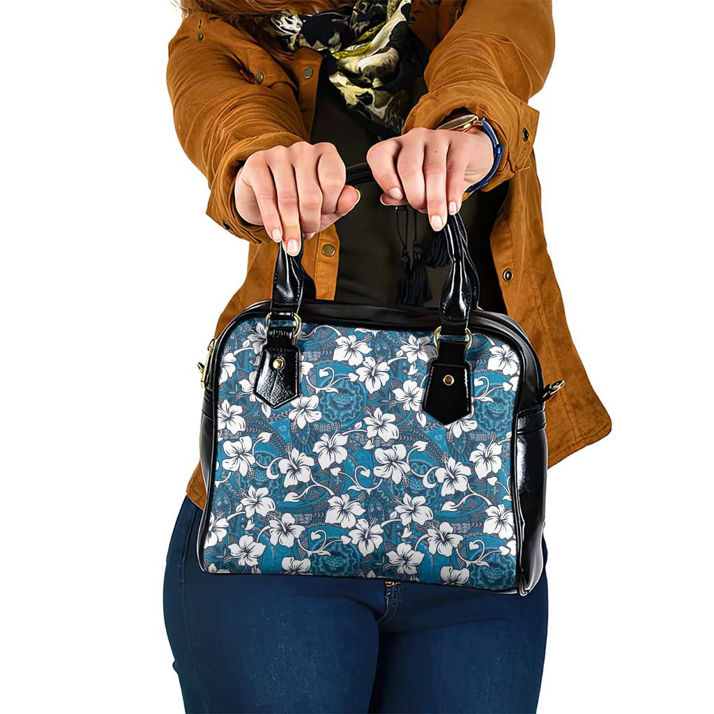 Karakarawa Bula Fiji Shoulder Handbag Fijian Tapa Seamless Hibiscus LT14 One Size Blue - Polynesian Pride