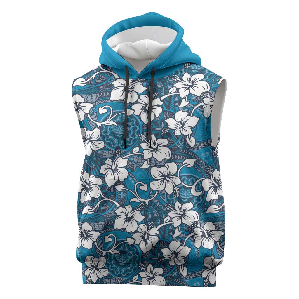 Karakarawa Bula Fiji Sleeveless Hoodie Fijian Tapa Seamless Hibiscus - Polynesian Pride