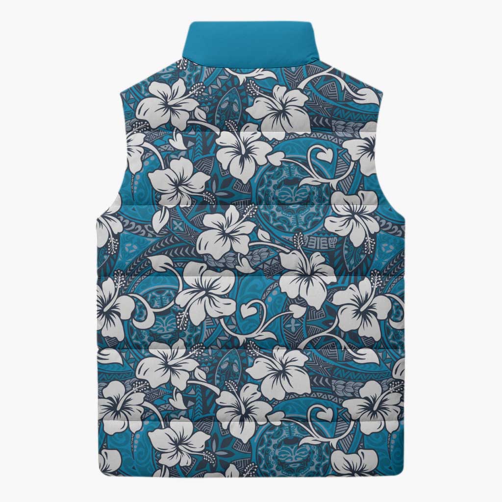 Karakarawa Bula Fiji Sleeveless Puffer Jacket Fijian Tapa Seamless Hibiscus LT14 - Polynesian Pride